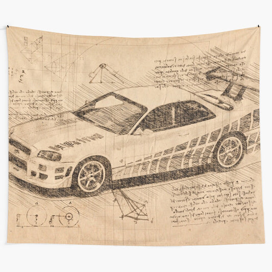 Unofficial Tapestry Inspired by 1999 Nissan Skyline GT-R from Fast & Furious Movie