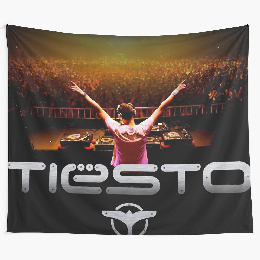 Tiesto-inspired tapestry featuring electronic music elements