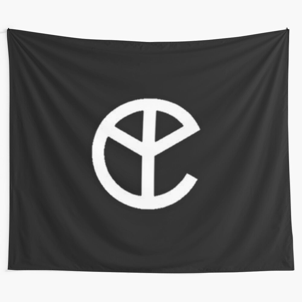 Colorful yellow claw trap-inspired tapestry design