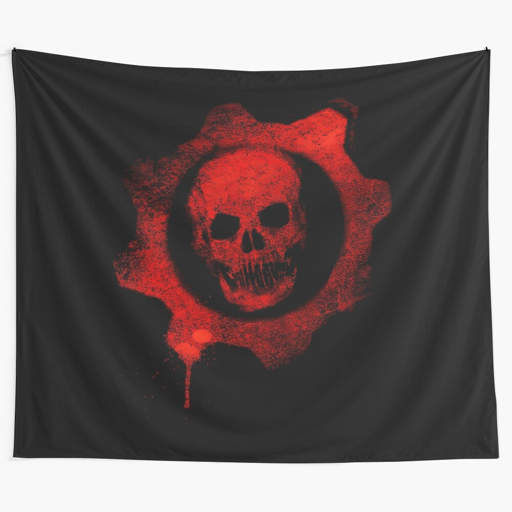 Gears of War themed tapestry featuring iconic game elements