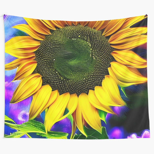 Aesthetic sunflower tapestry with yellow flowers