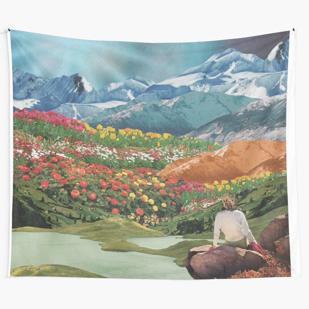 Spring Tapestry featuring a surreal floral collage design