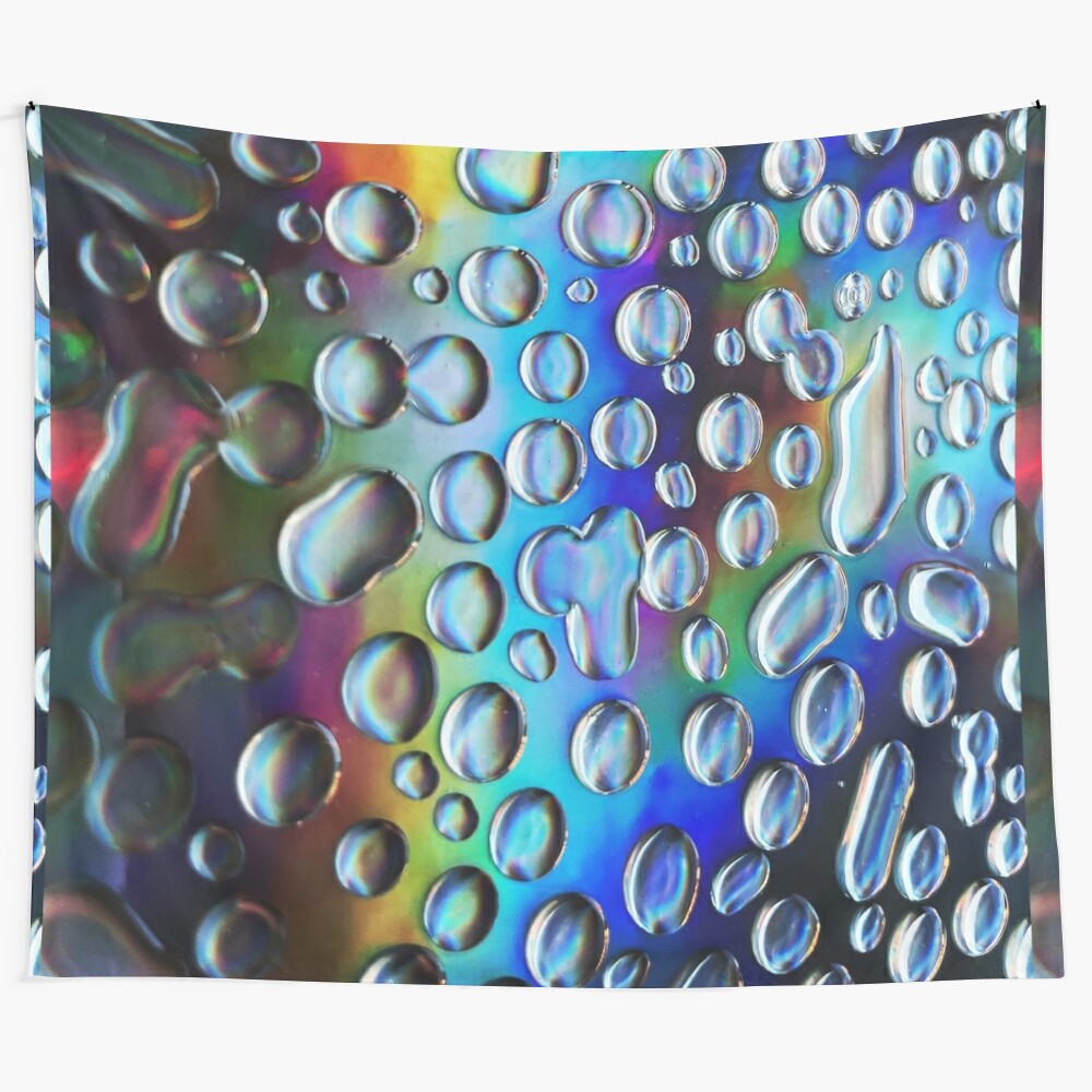 Holographic drips tapestry with ethereal rainbow reflections