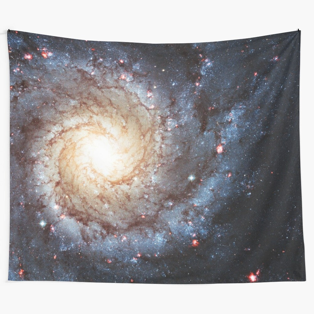 Spiral galaxy tapestry featuring a stunning cosmic nebula design