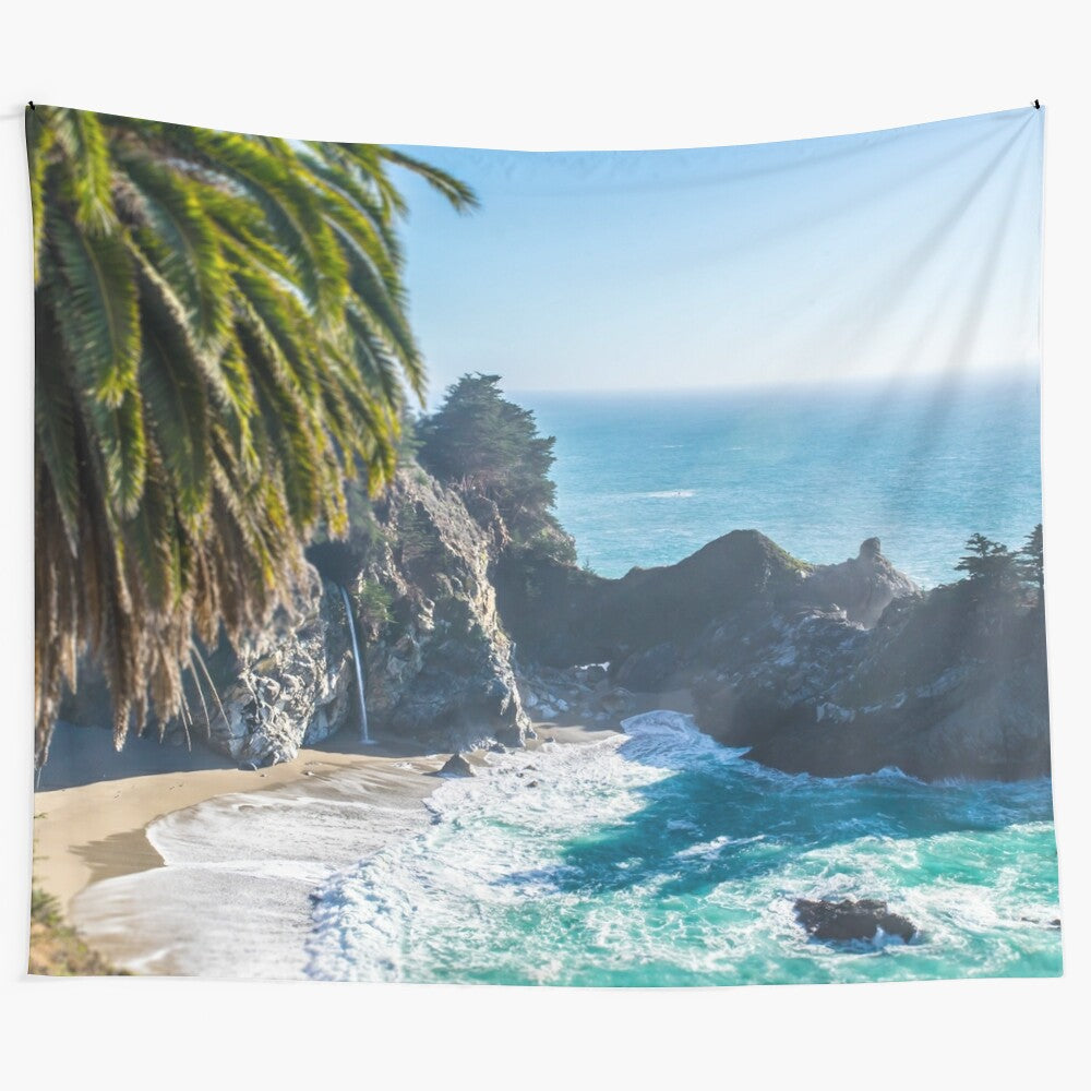 Blue and turquoise coastal-themed tapestry