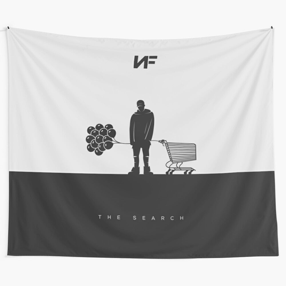 NF the Search themed black and white tapestry