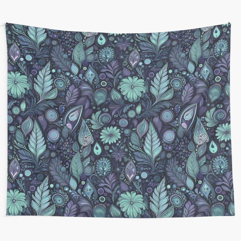 Boho retro tapestry with a starlit leaves design