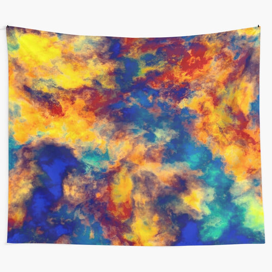 Colorful abstract tapestry wall hanging with modern design