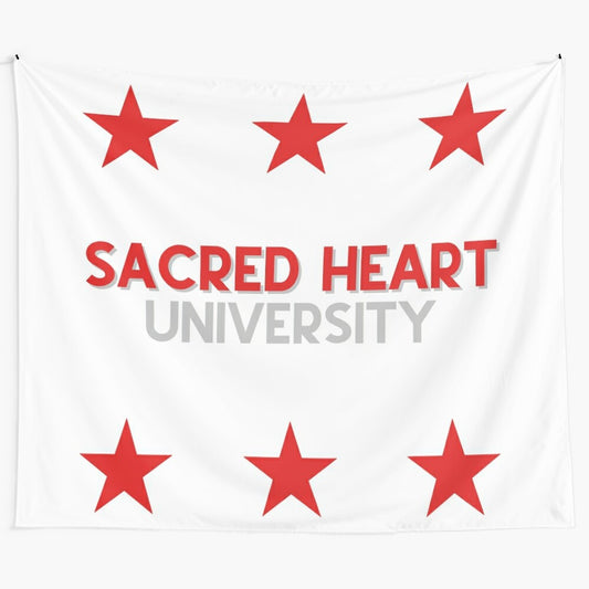 Colorful tie-dye sacred heart themed tapestry