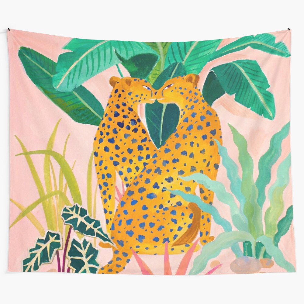 Cheetah Crush Tapestry - Botanical Watercolor Pop Art