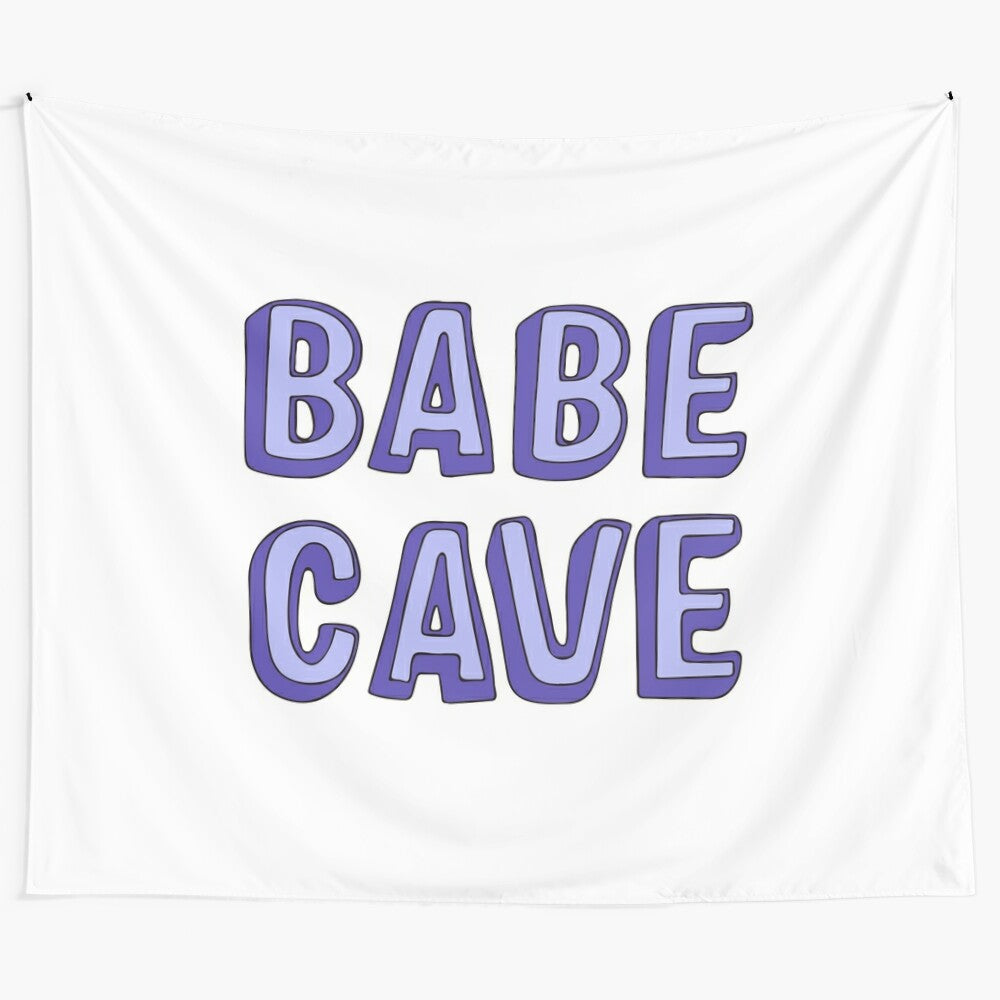 Babe Cave Tapestry with Handwritten Typography and 3D Design