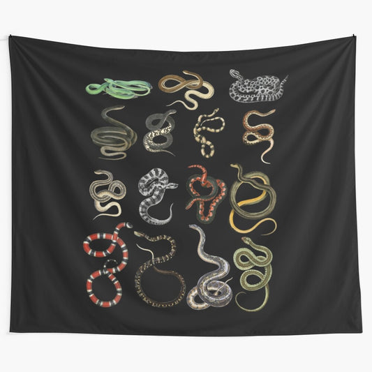 Diverse tapestry featuring various types of snakes for educational and decorative purposes