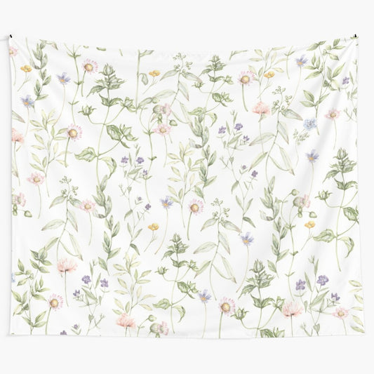 Pastel vintage flowers tapestry with delicate floral pattern