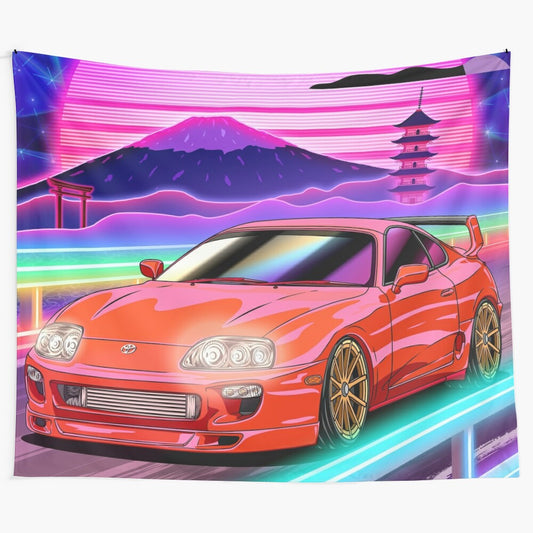 Toyota Supra MK4 in vaporwave style tapestry