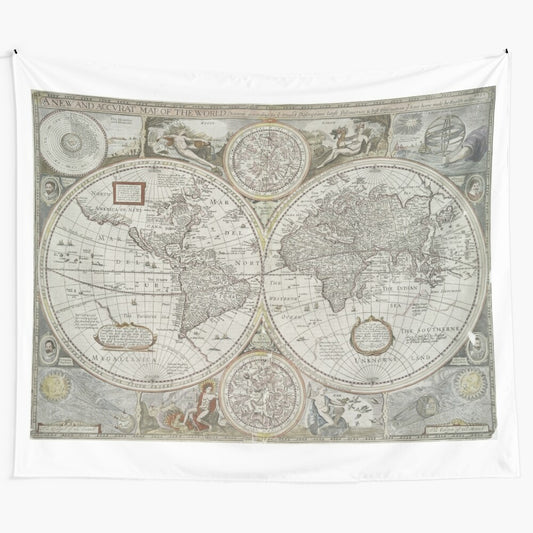 Vintage-Inspired World Map Tapestry