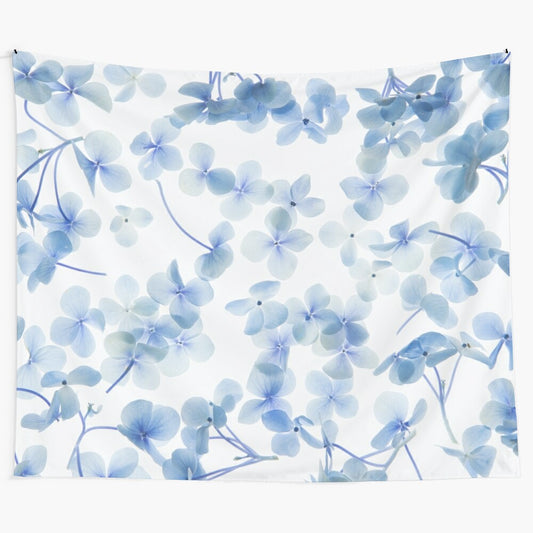 Hydrangea tapestry with soft, translucent blooms in a luminous, feminine design