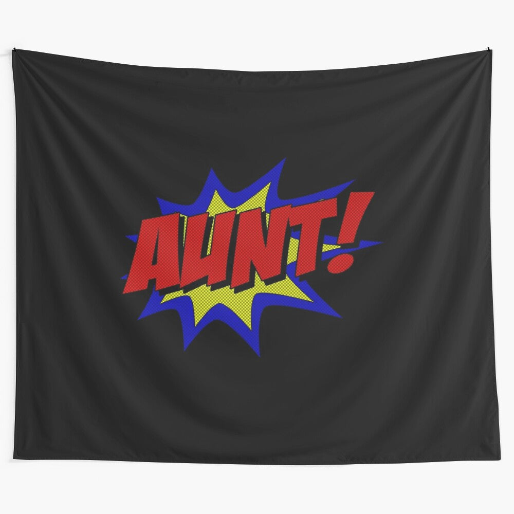 Superhero Aunt Tapestry with Humorous Design