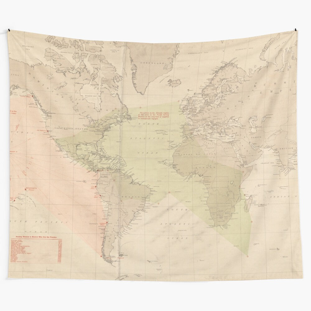 Vintage 1897 World Map Tapestry - Historical Cartography Wall Art