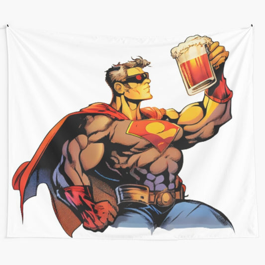 Superhero-themed beer tapestry for home and wall decoration