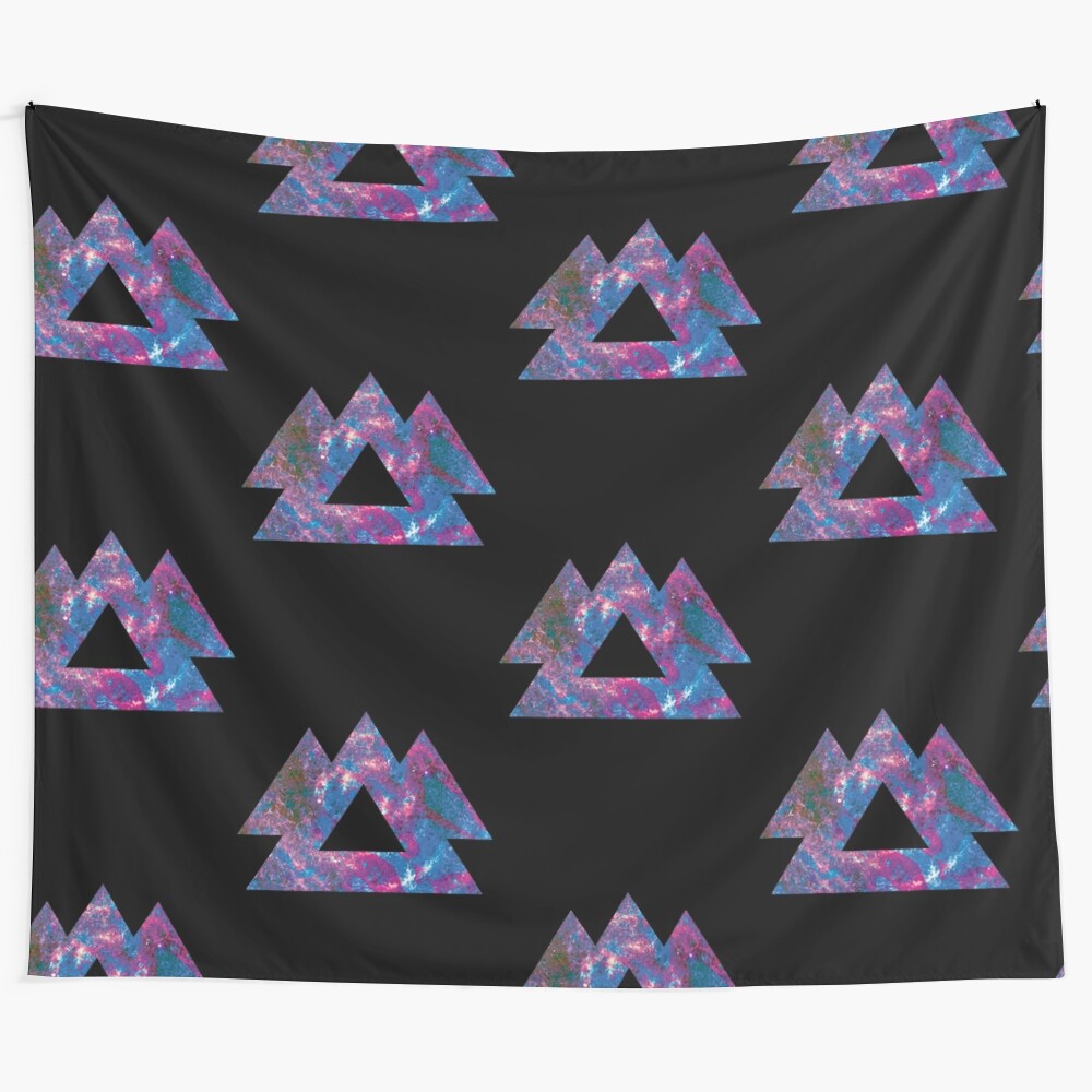 Trippy, geometric, and psychedelic tapestry design featuring Wakaan music festival influences