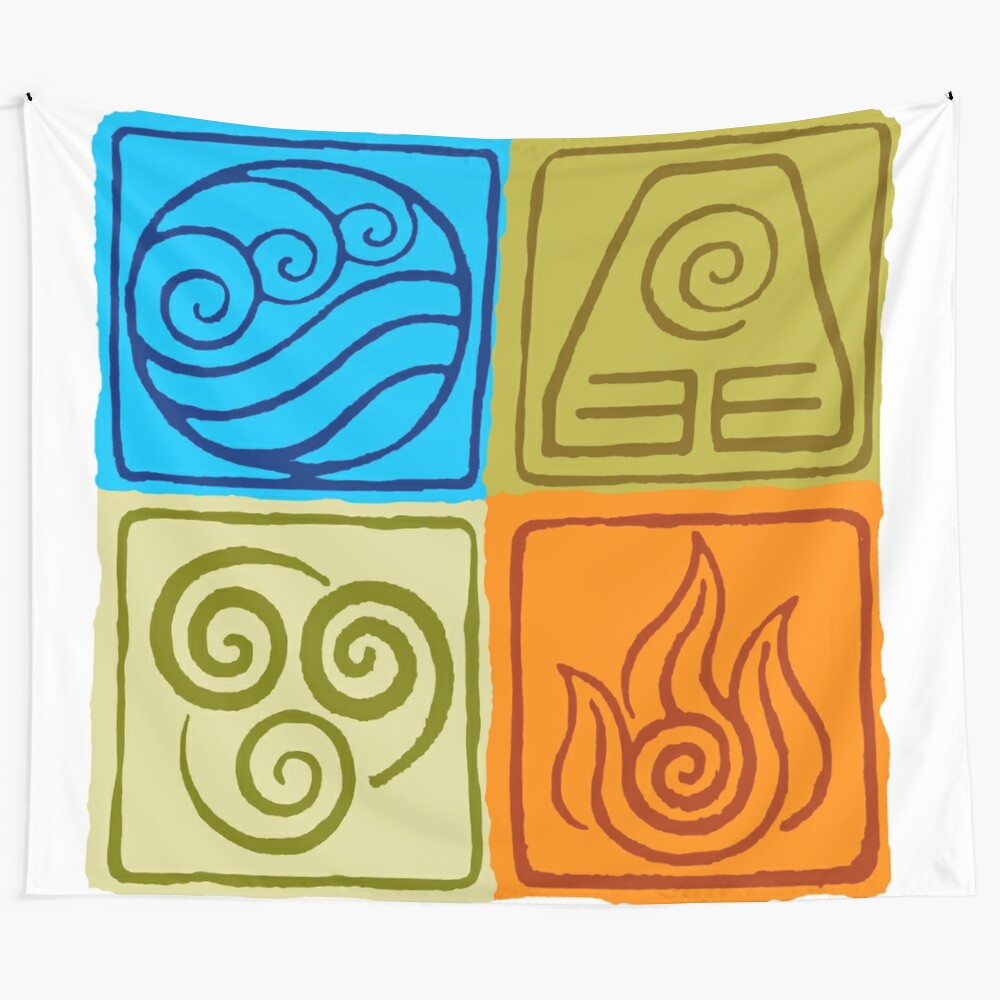 Avatar: The Last Airbender tapestry featuring the four elements