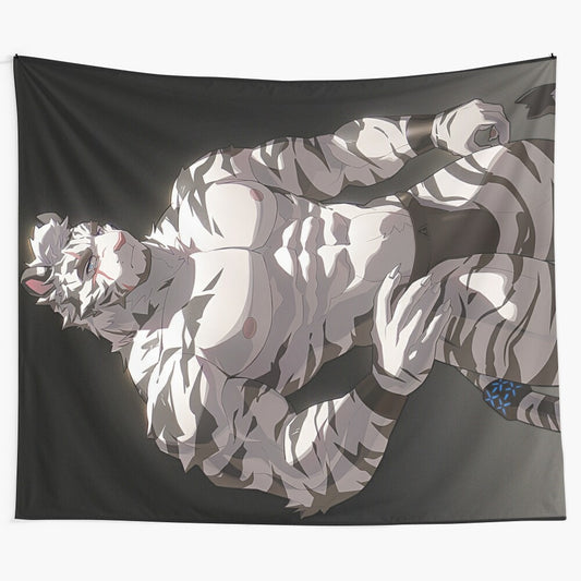 Erotic Bara-Style Anime Tapestry Featuring Muscular Gay Characters