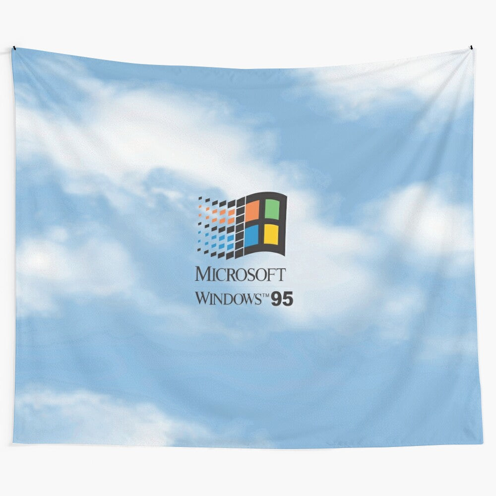 Retro Windows 95 98 inspired tapestry with a classic blue sky design