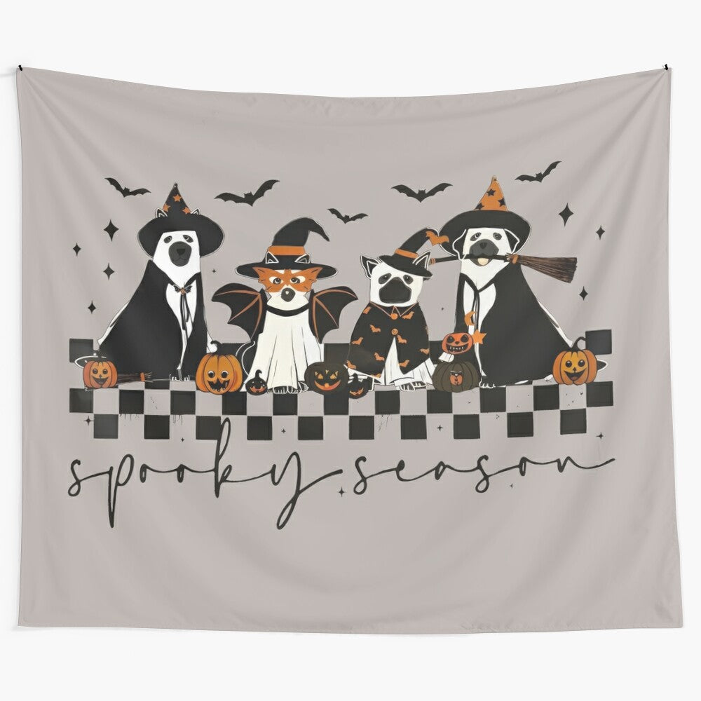 Decorative dog lover tapestry featuring a fun, spooky design