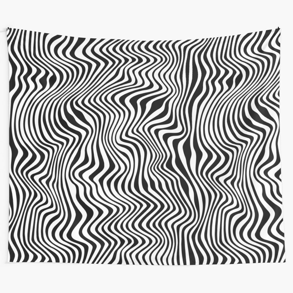 Wavy stripes tapestry with abstract, optical illusion pattern