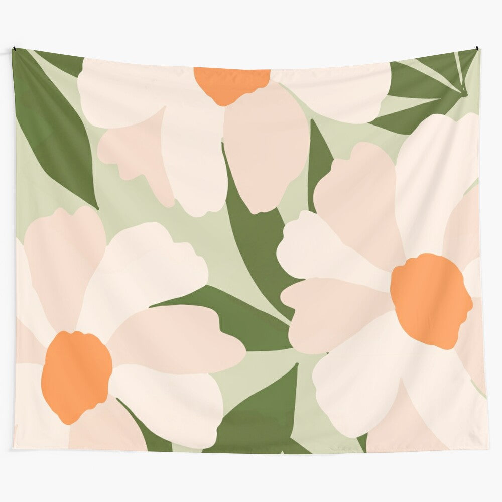 Vibrant greenery tapestry with abstract floral and botanical design