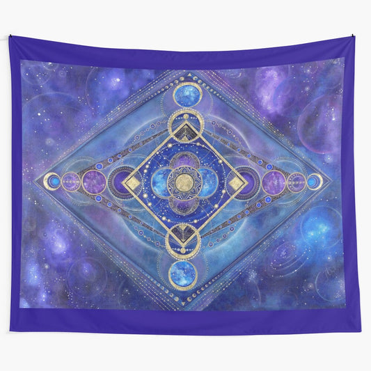 Dimensional Mother Portal Tapestry featuring sacred geometry and mandala design