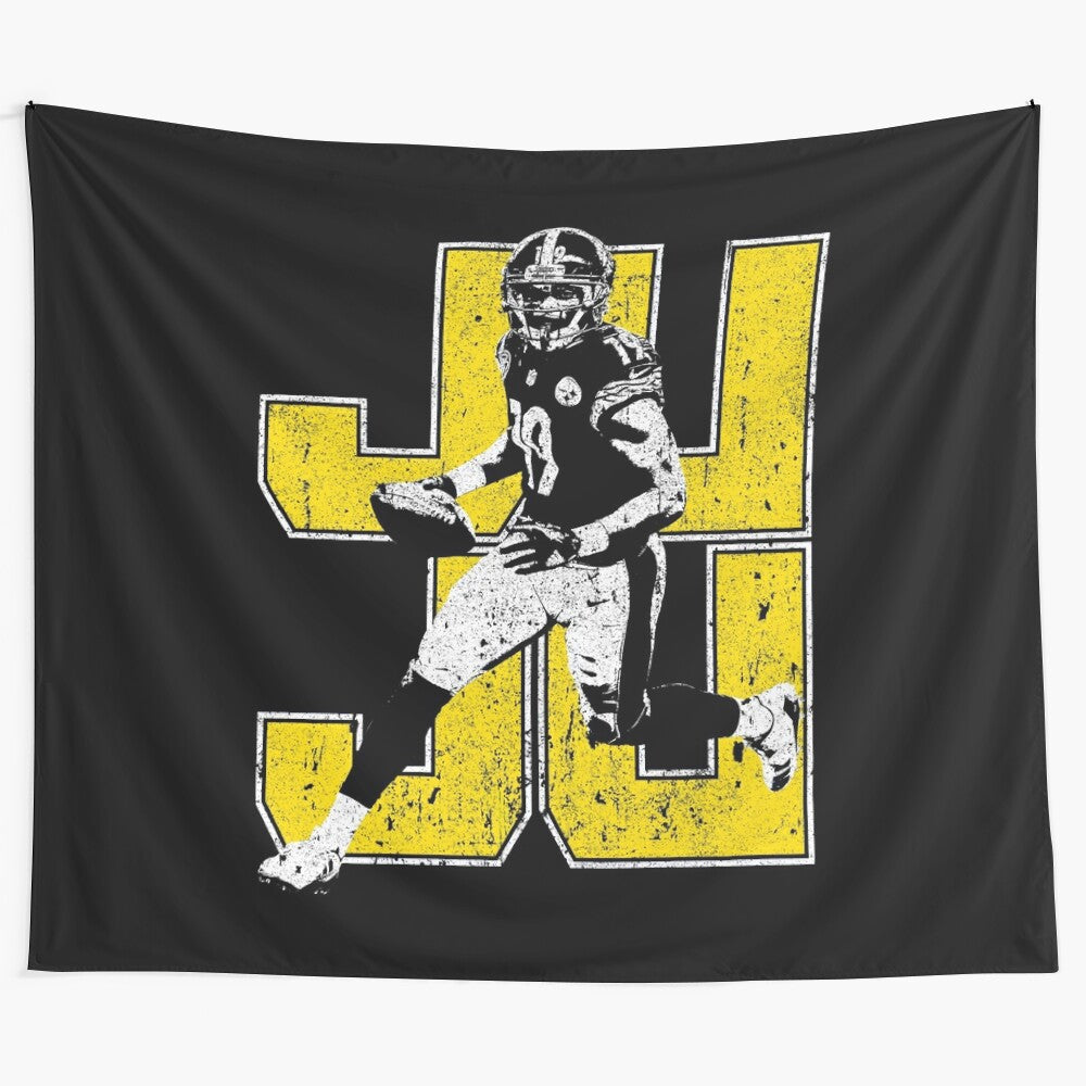 JUJU Tapestry featuring a sports-inspired pop culture design