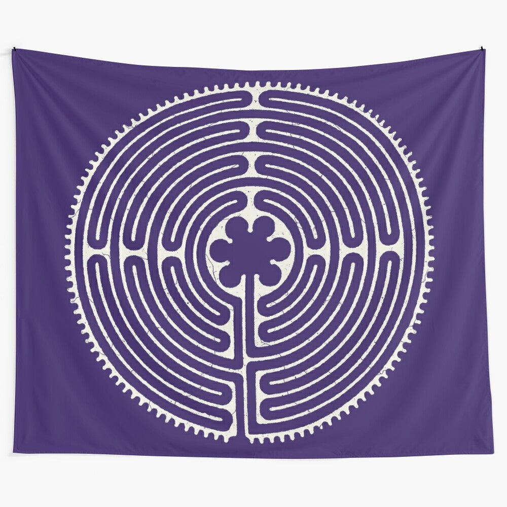 Sacred geometry Chartres labyrinth tapestry wall hanging