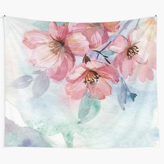 Watercolor flowers tapestry with pastel sketching design