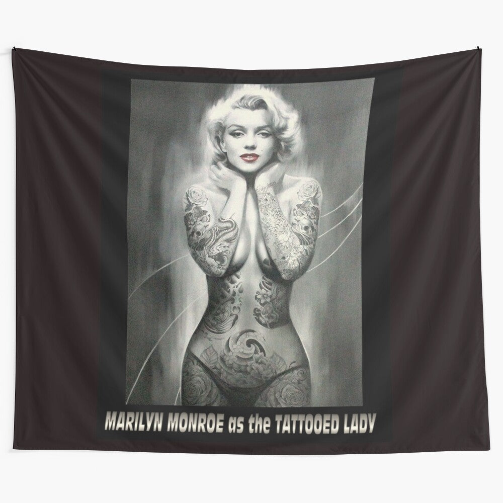 Marilyn Monroe inspired tattooed lady vintage art tapestry