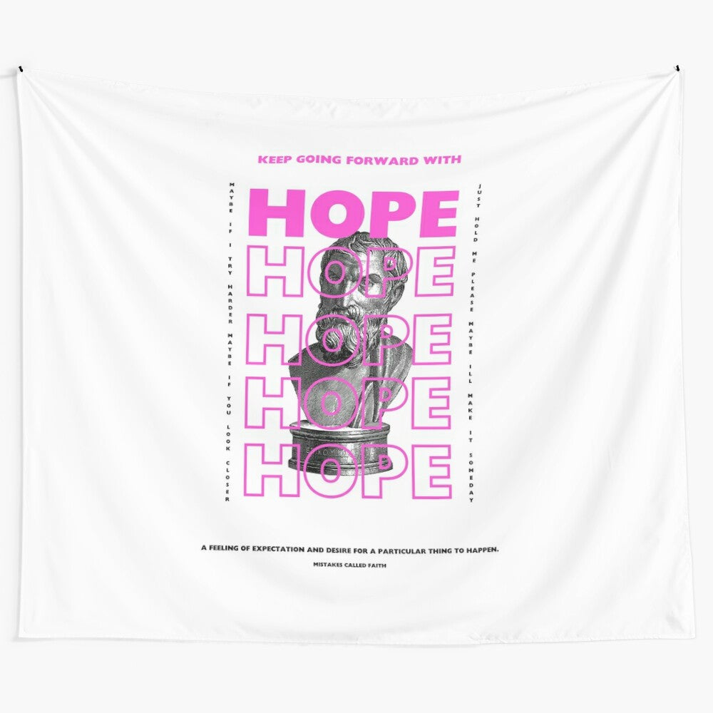 Motivational tapestry with the message "Keep moving forward with hope"