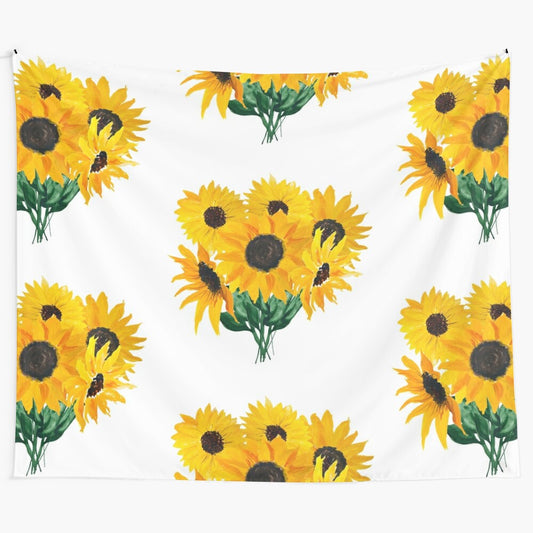 Vibrant sunflower bouquet tapestry