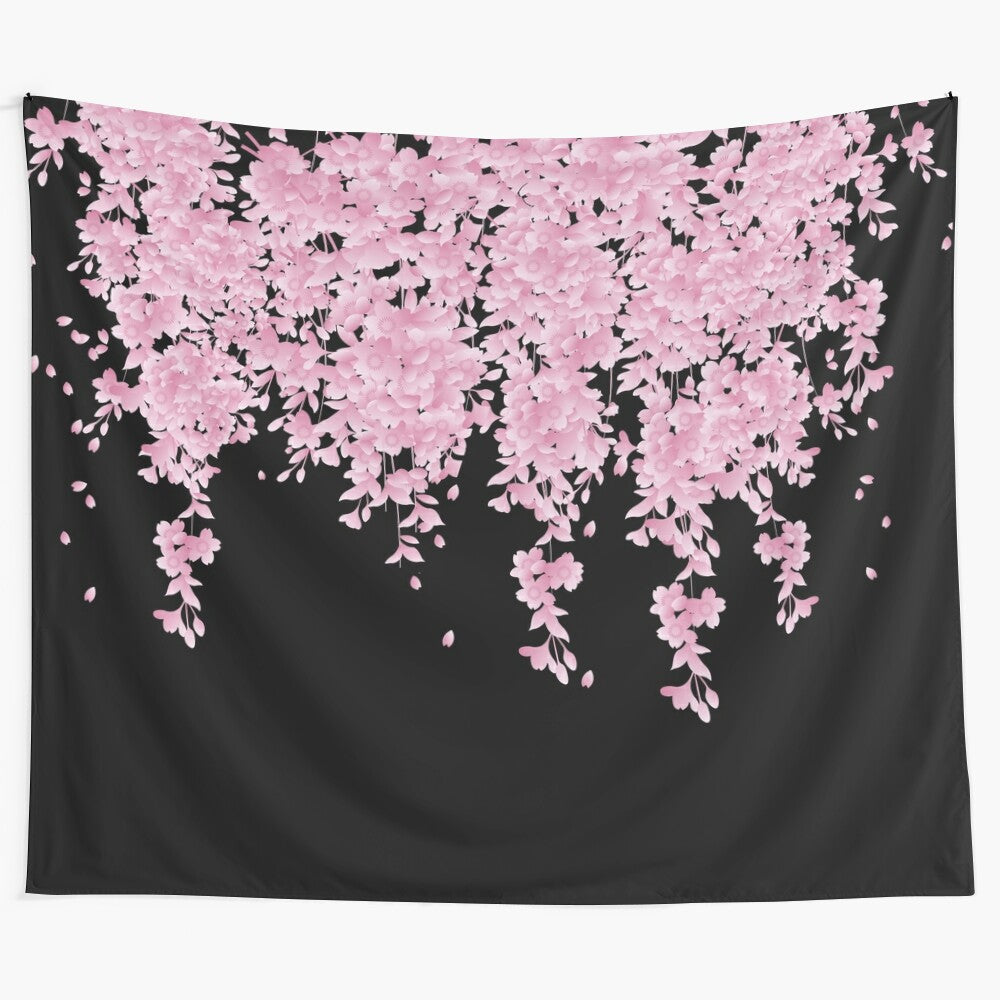 Beautiful cherry blossom floral tapestry showcasing the transition from winter to spring