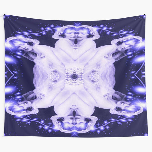 Ethereal ghost tapestry featuring a surreal, nature-inspired fantasy art design