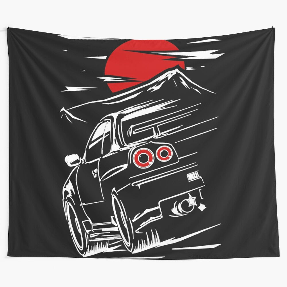 Nissan Skyline GTR R34 Inspired Anime Tapestry