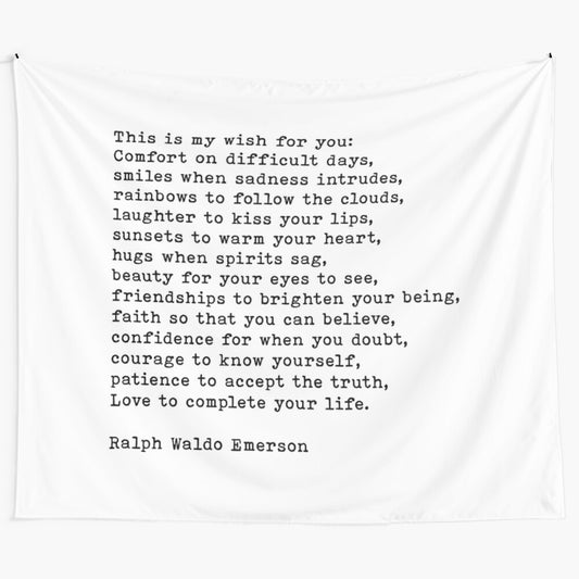 Inspirational Ralph Waldo Emerson quote tapestry for home and office decor