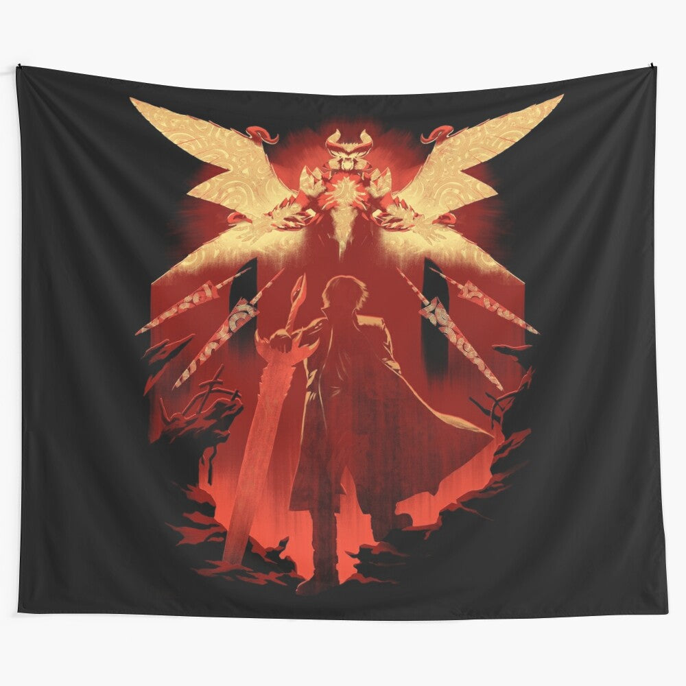 Red Hunter Tapestry featuring Devil May Cry characters Dante and Vergil