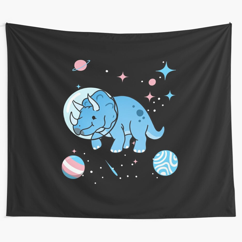 Transgender Triceratops in Space Trans Pride Tapestry