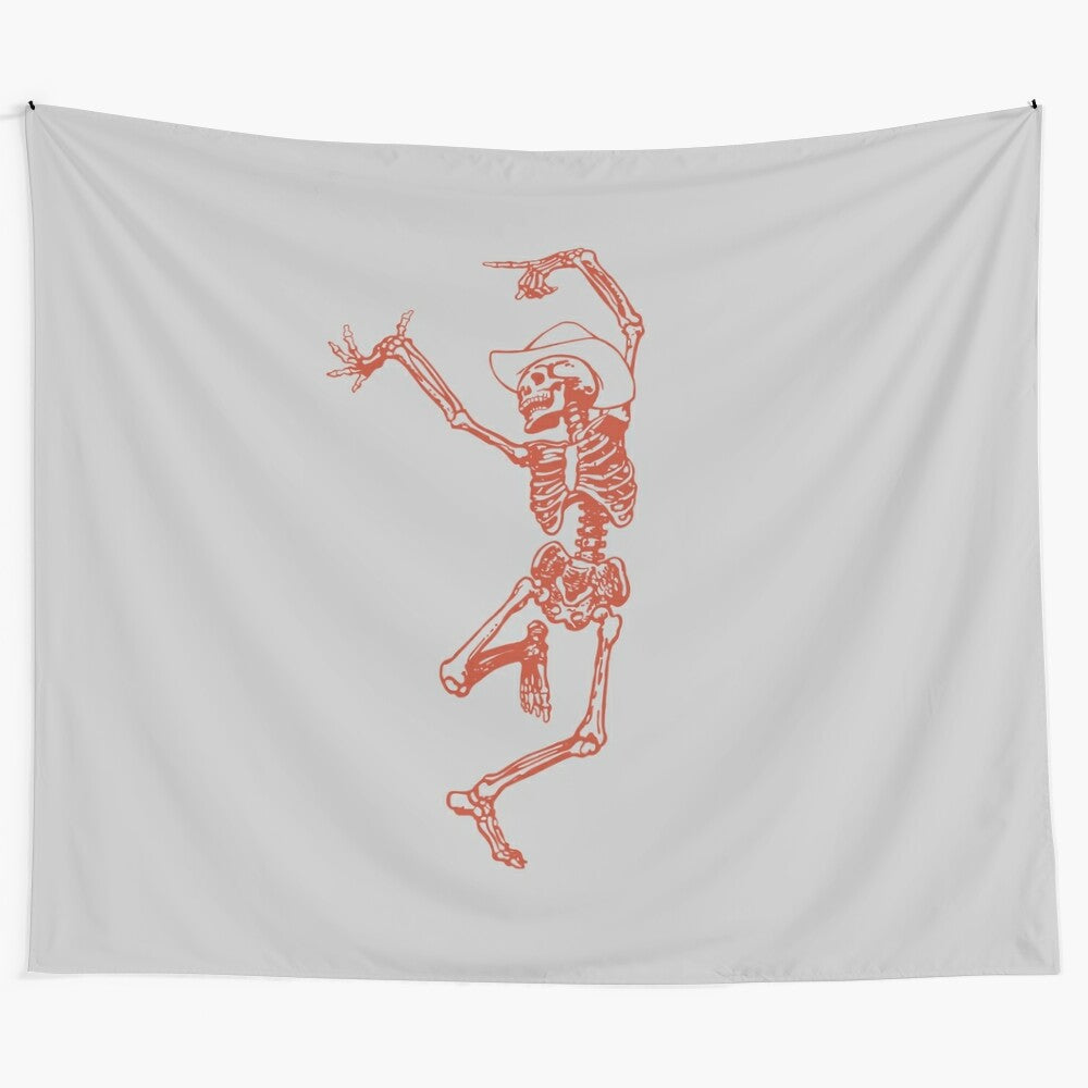 Cowboy skeleton tapestry with aesthetic and western-themed design