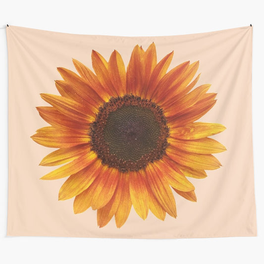 Sunflower tapestry wall hanging with vibrant yellow and orange petals