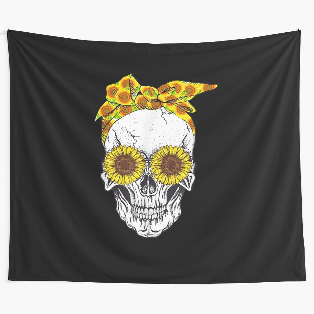 Skull Sunflower Graphic T-Shirt Tapestry