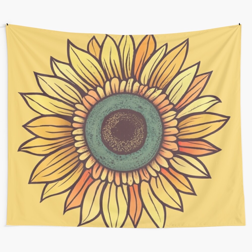 Sunflower design tapestry with warm and vibrant colors