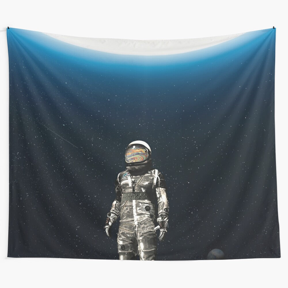 Cosmic, celestial, galactic space tapestry with reflective, surreal design