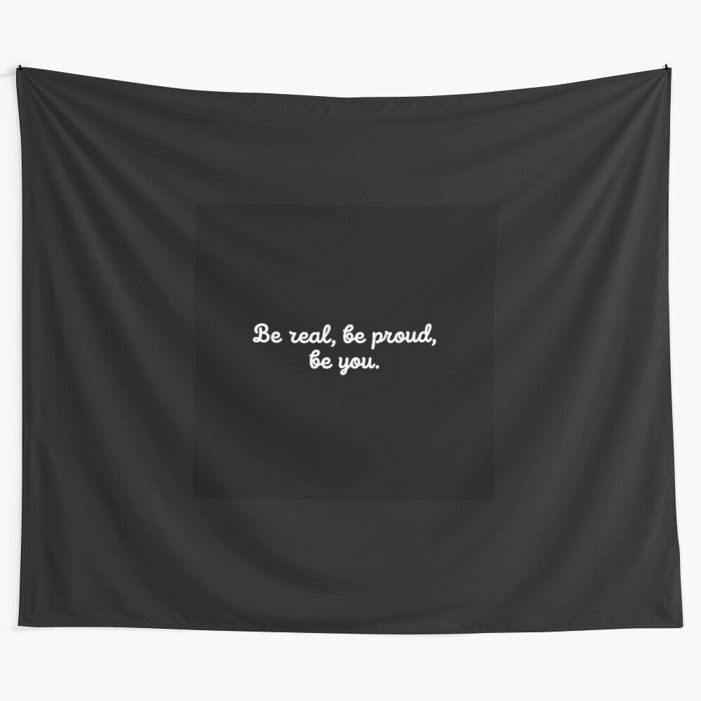 Tapestry with the text "Be You" and motivational quotes