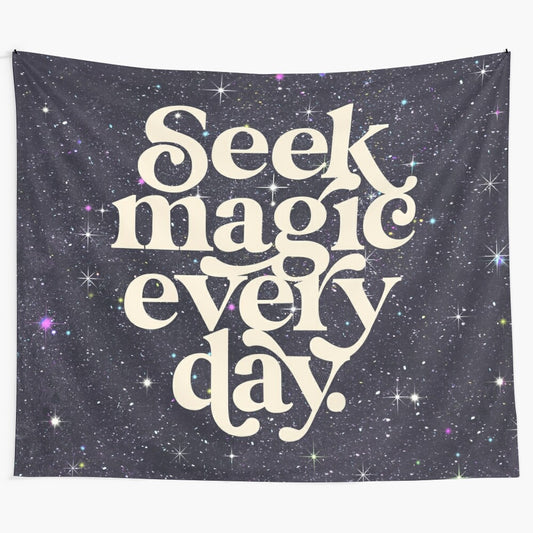 Enchanting celestial tapestry featuring a magical quote and cosmic design